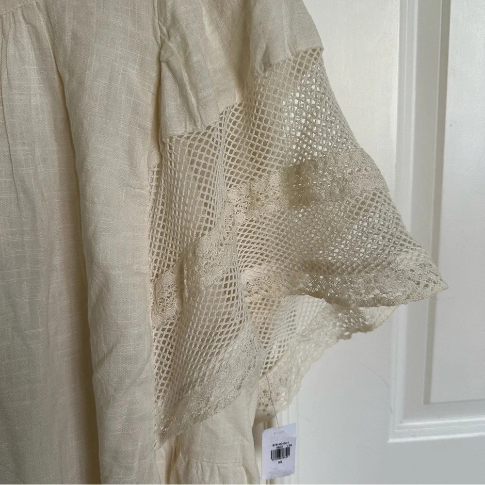 NWT old navy‎ Women’s size 3X Cream Flutter Sleeve Mini Swing Dress Beachy Boho - Picture 5 of 7